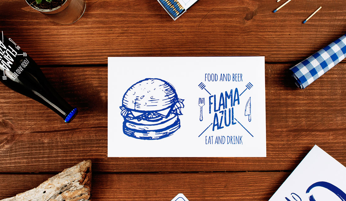 蓝色火焰汉堡品牌设计