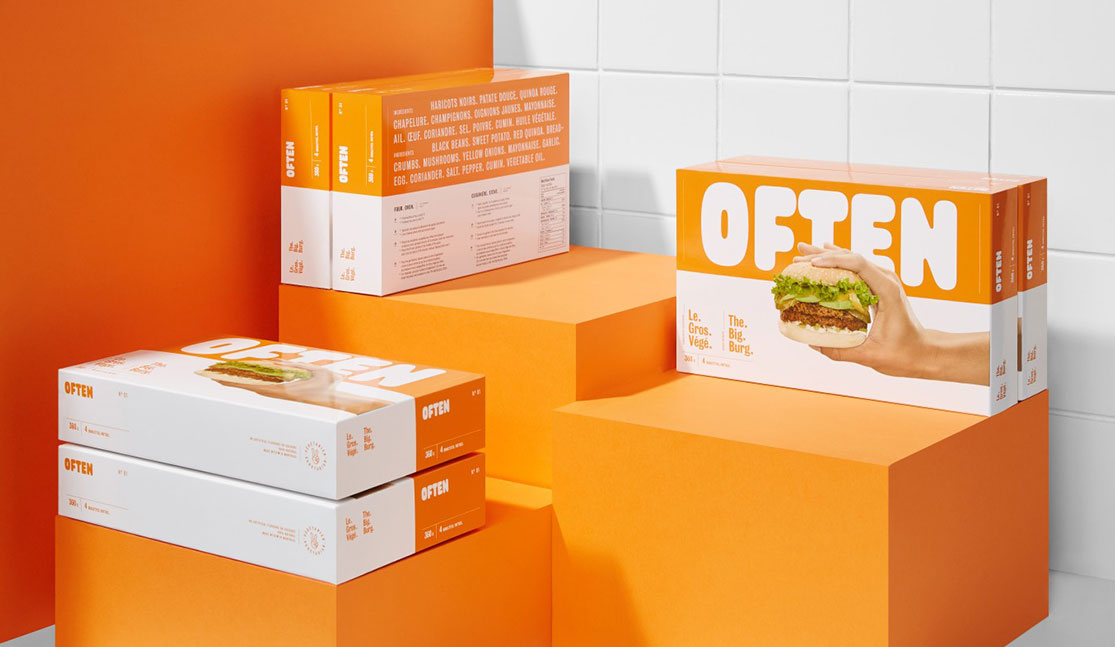 新素食汉堡包饺子logo和包装设计