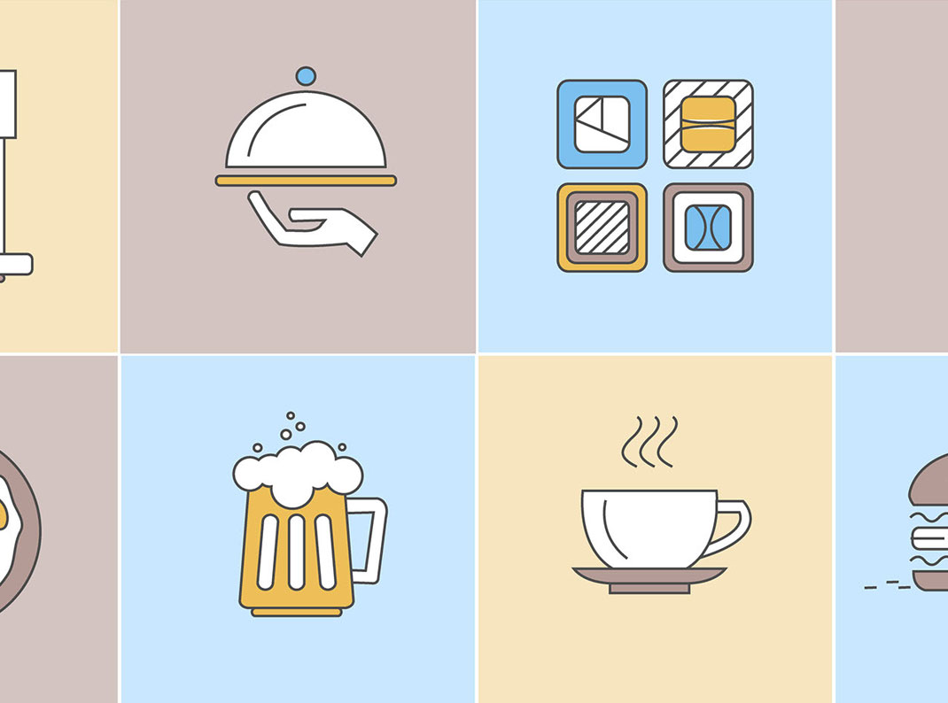 餐厅，快餐，咖啡厅图标设计
