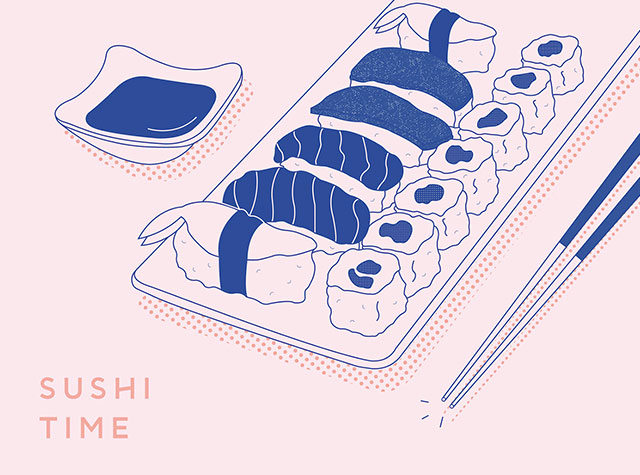 寿司餐厅插画设计