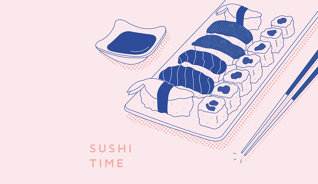 寿司餐厅插画设计