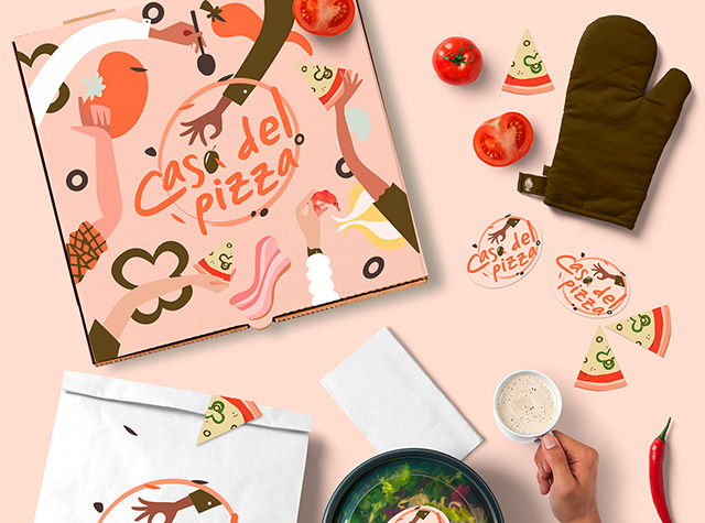粉色系披萨餐厅品牌设计