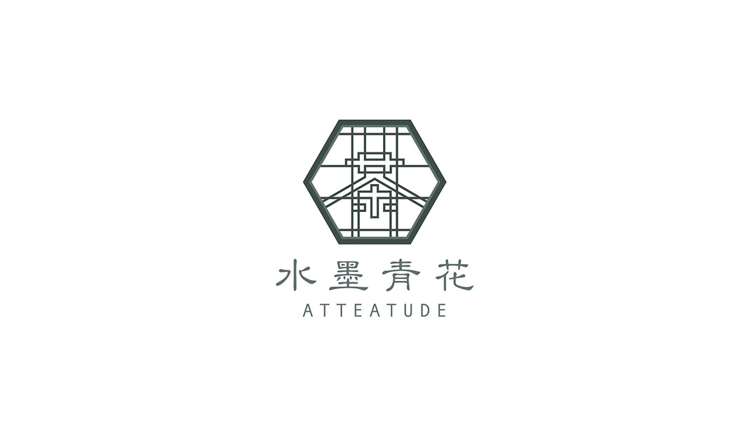 水墨青花茶馆Logo设计