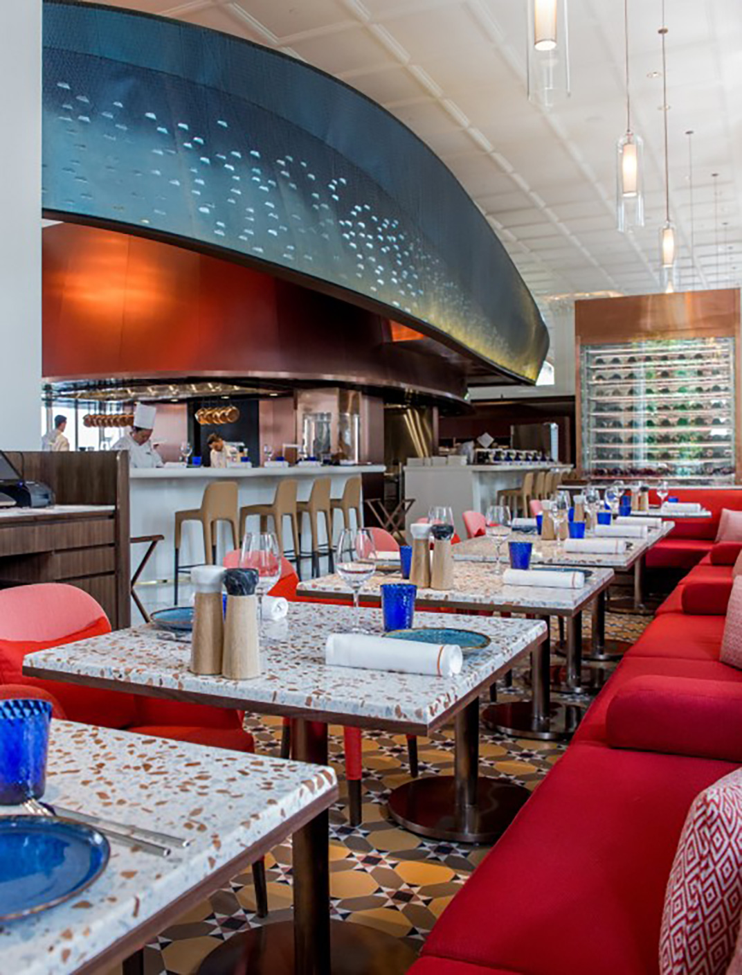 新加坡 酒店餐厅 蓝色雕塑 地中海餐厅 餐厅LOGO VI设计 空间设计