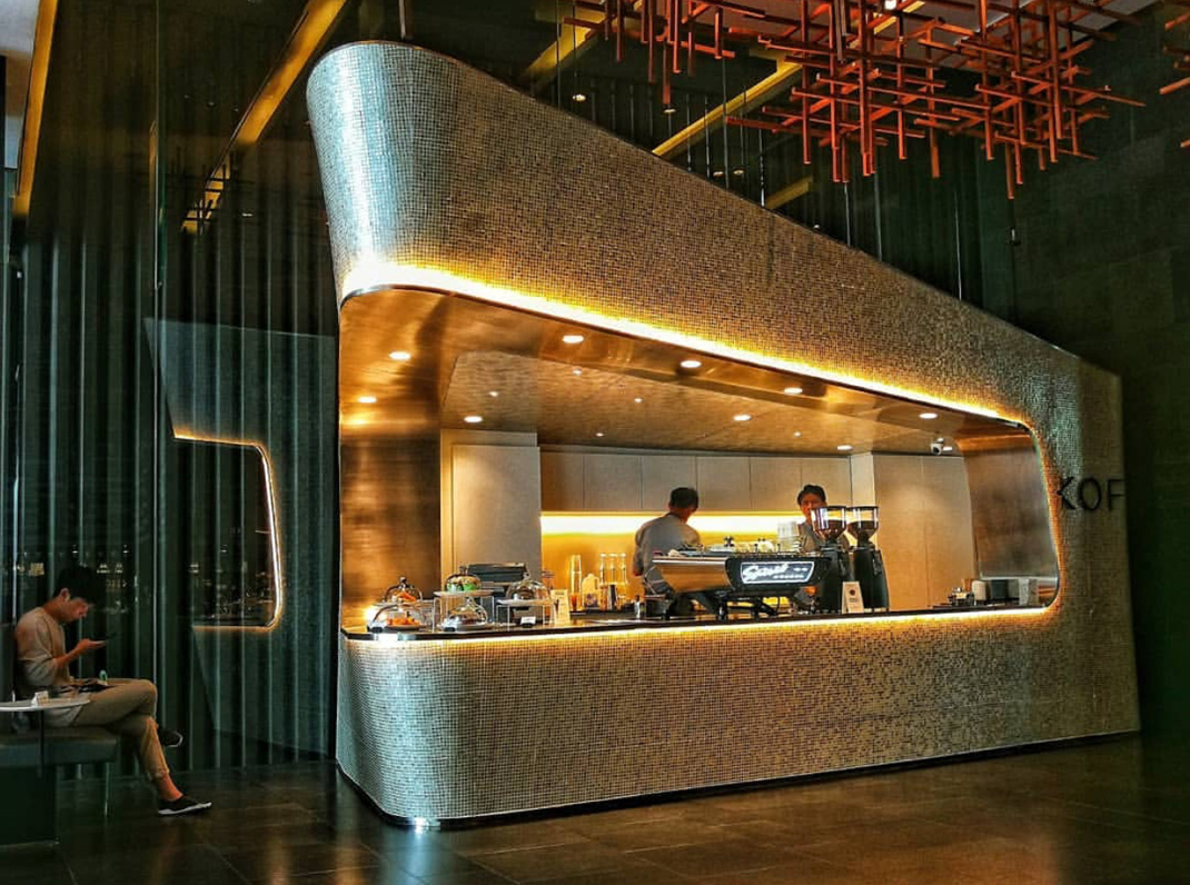 KOF咖啡馆空间设计 曼谷 网红店 咖啡馆 黄铜 logo设计 VI设计 空间设计 视觉餐饮
