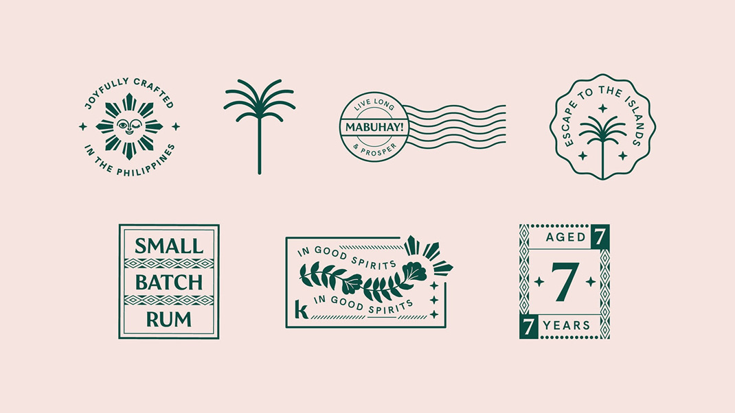 酒品牌形象和包装设计 菲律宾 酒 包装贴 字母设计 绿色 插图 邮票 包装设计 logo设计 vi设计 空间设计 视觉餐饮