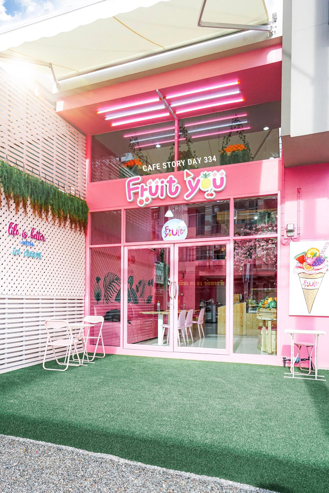 有机水果餐厅Fruit you X Chafe 泰国 饮品店 logo设计 纯色 logo设计 vi设计 空间设计 视觉餐饮