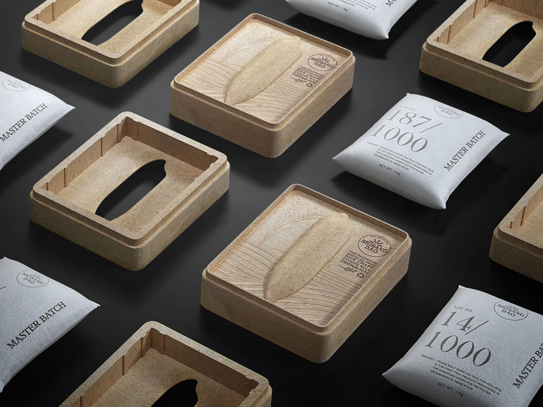 SRISANGDAO大米包装可作为纸盒再用 大米 包装设计 logo设计 vi设计 空间设计