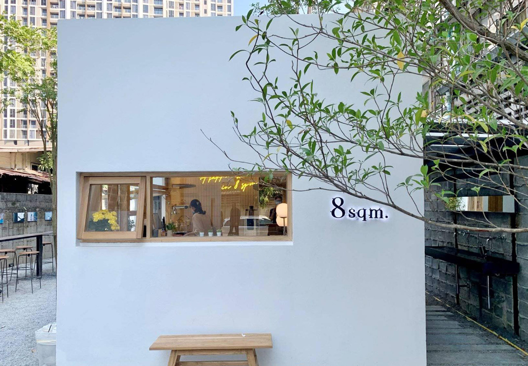 餐厅8Sqm.somewhere 泰国 咖啡店 袖珍店 白色 logo设计 vi设计 空间设计