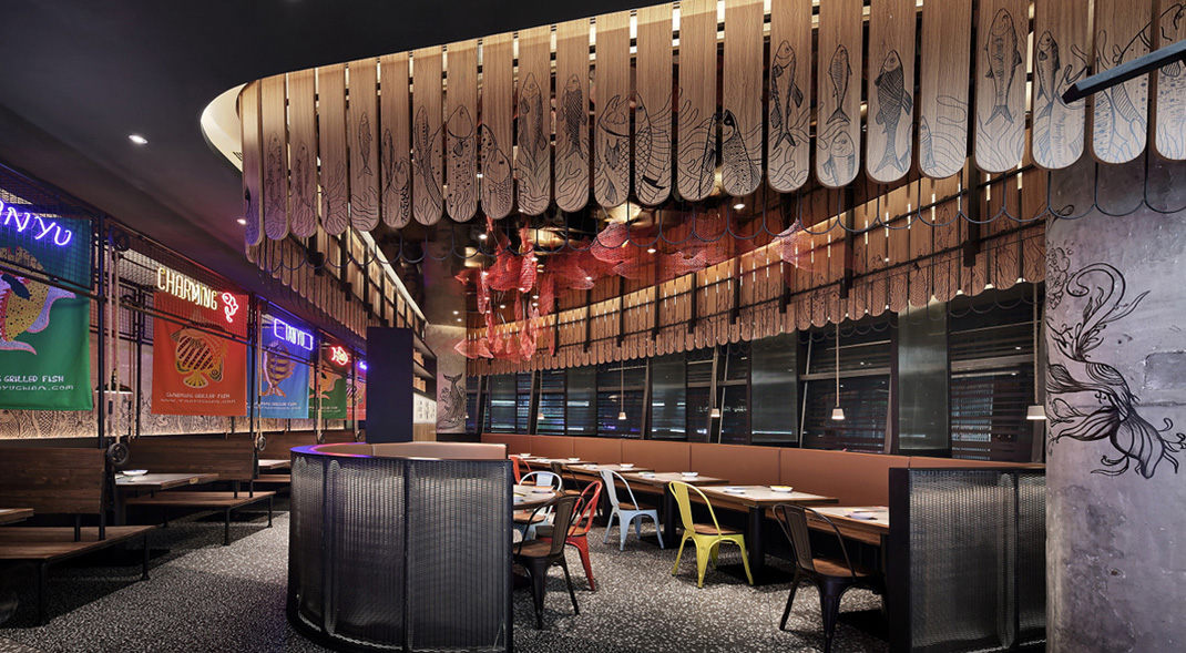 探鱼 深圳 主题餐厅 品牌理念 空间融合 logo设计 vi设计 空间设计