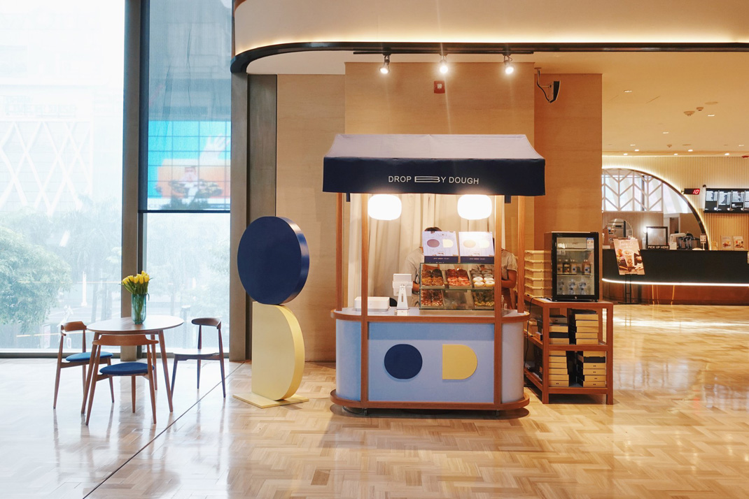 咖啡店DROP BY DOUGH 泰国 咖啡店 蓝色 logo设计 vi设计 空间设计