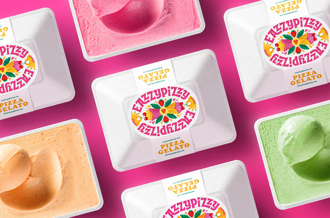 比萨和冰淇淋EazzyPizzy 迪拜 比萨 冰淇淋 字体设计 插画设计 包装设计 logo设计 vi设计 空间设计