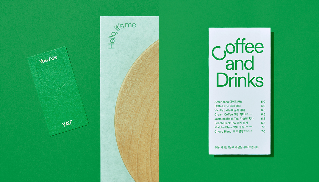 咖啡店YAT Branding 韩国 首尔 咖啡店 绿色 包装设计 排版设计 logo设计 vi设计 空间设计