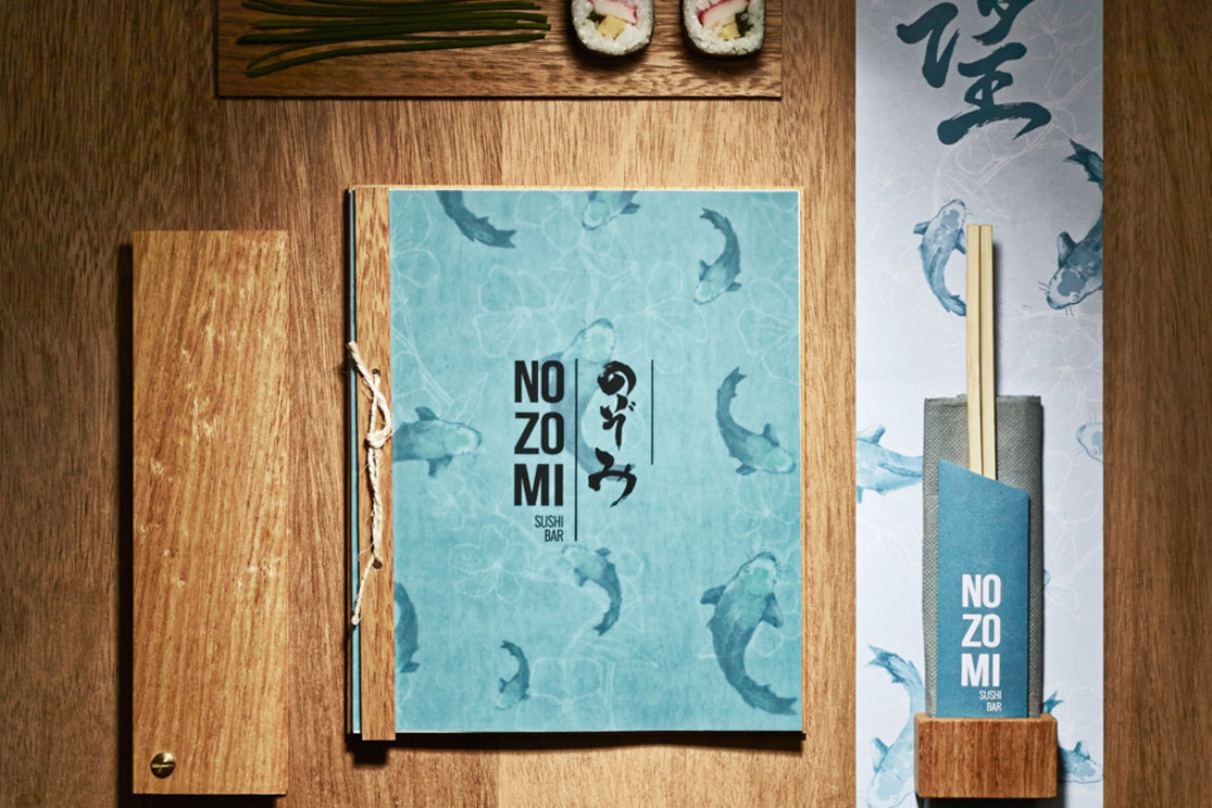 文艺风寿司餐厅NOZOMISUSHI BAR、寿司店logo设计、寿司店VI设计、视觉餐饮