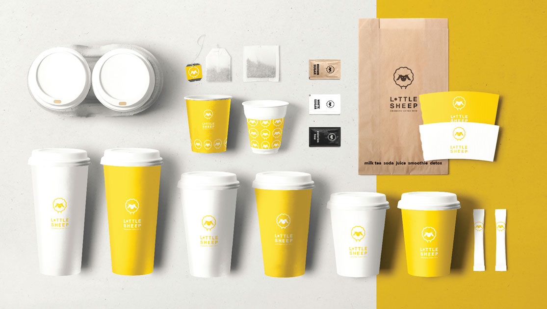 小羊奶茶咖啡店品牌VI设计、咖啡店logo设计、餐饮VI设计、视觉餐饮