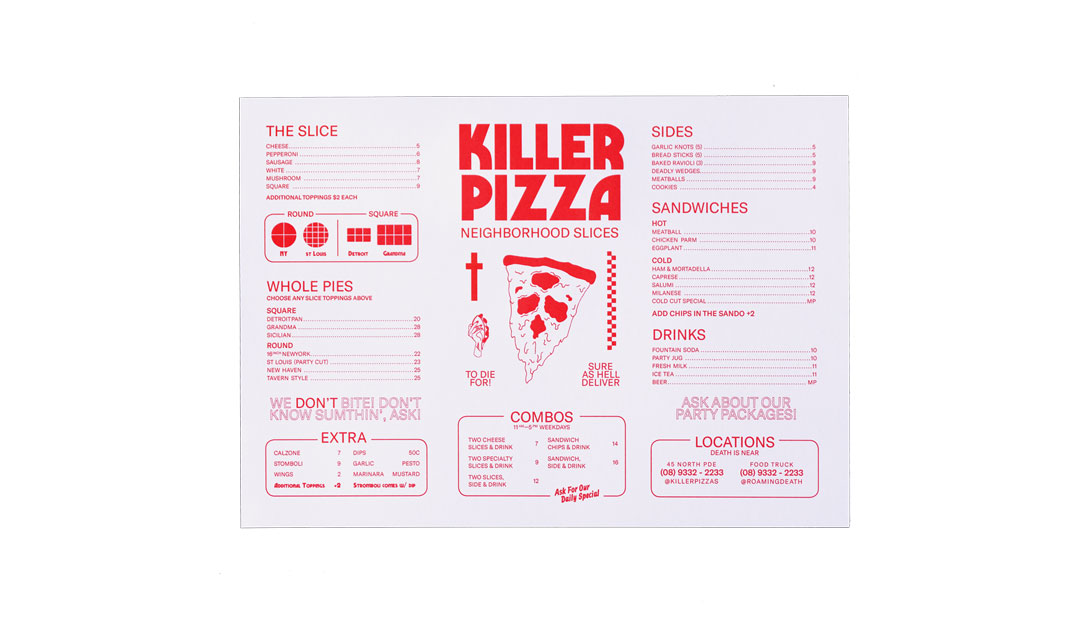 红色调披萨店菜单设计