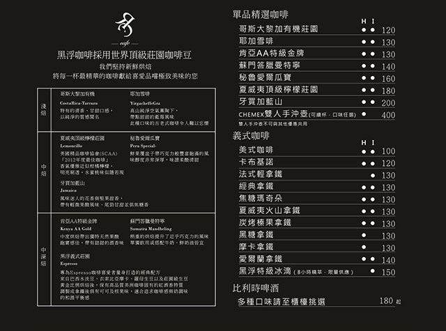 台湾咖啡馆菜单设计