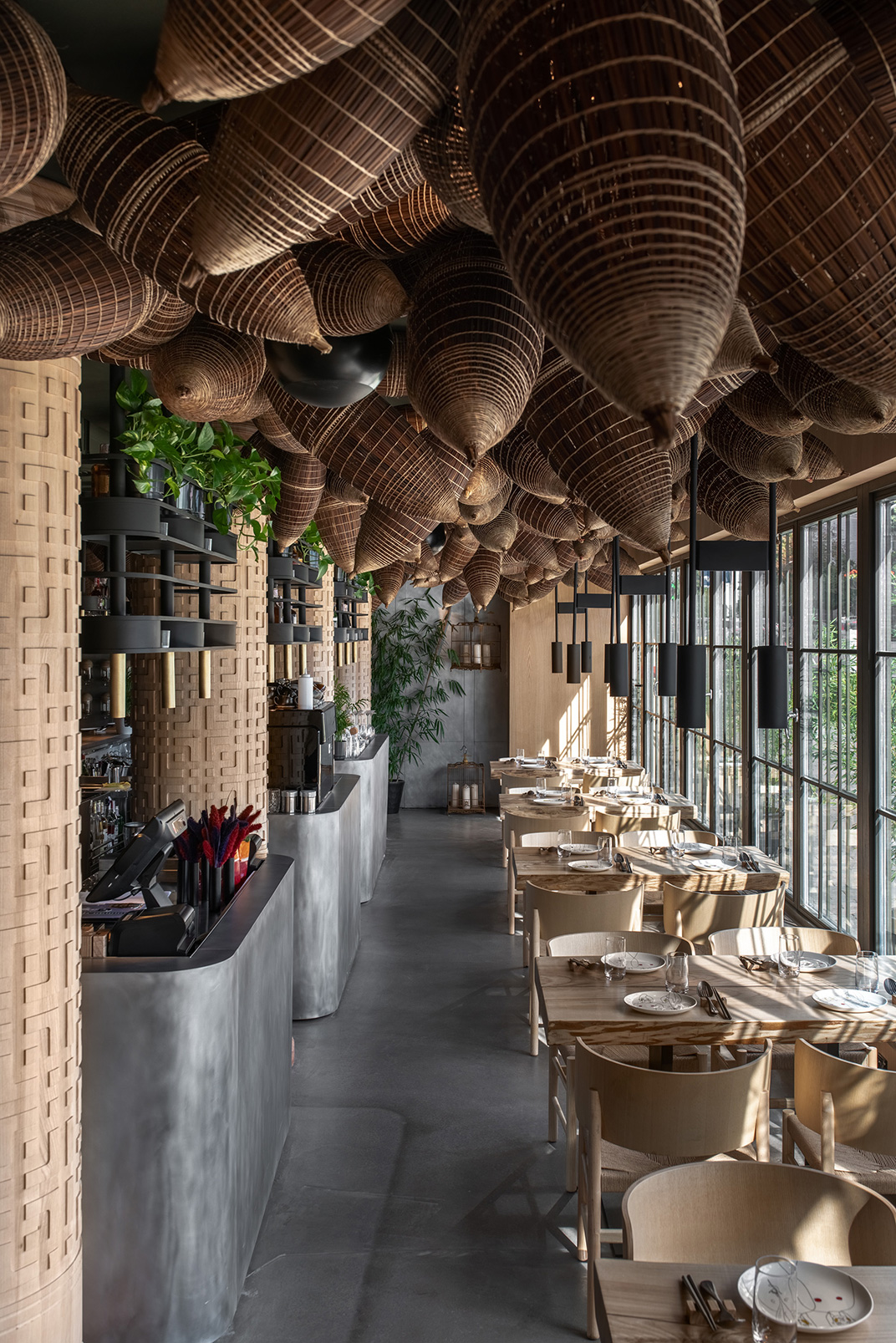 手工材料餐厅设计 编织 吊顶 食材展示 餐厅LOGO VI设计 空间设计 视觉餐
