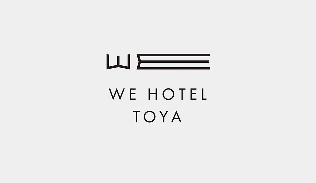 隈研吾为WE HOTEL TOYA的酒店logo设计 日本 酒店餐厅 WE 英文字母 logo设计 餐厅LOGO VI设计 空间设计 视觉餐饮