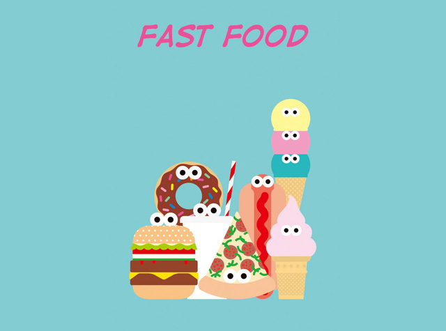 快餐食品插画广告设计