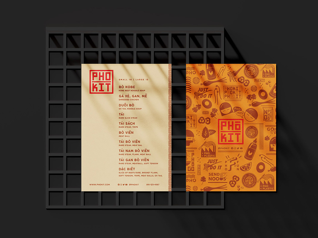 快餐品牌餐厅Pho-vi设计 美国 快餐 插画 插图 外卖 包装 筷子 logo设计 vi设计 空间设计 视觉餐饮