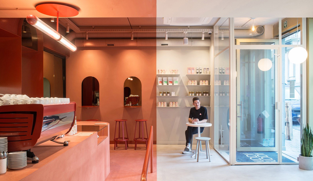 两种色系分割的咖啡馆空间 | HOP Architects