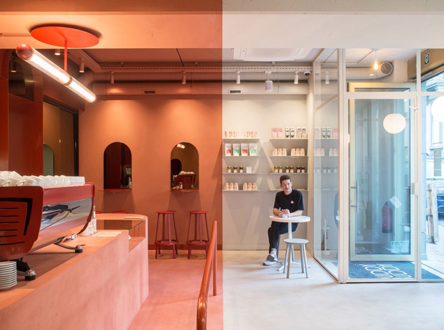 两种色系分割的咖啡馆空间 | HOP Architects