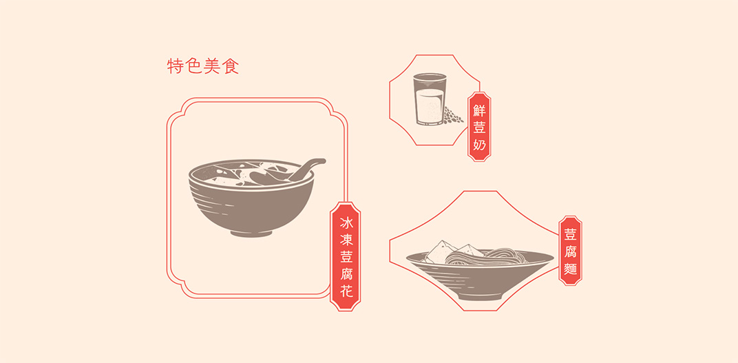 荣记豆腐面食 澳门 面食 老字号 粤菜馆 甜品店 早餐 插图 符号设计 logo设计 vi设计 空间设计