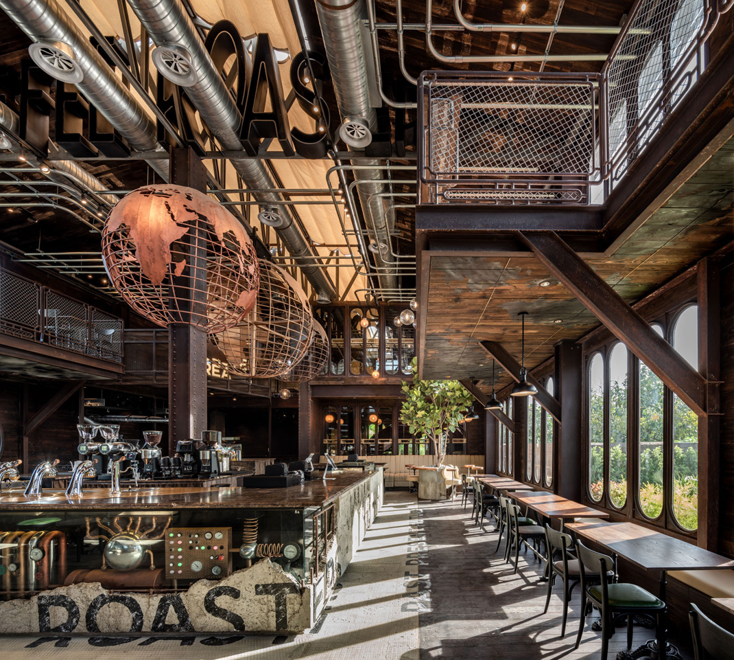 NANA猎人咖啡烘焙机 泰国 曼谷 咖啡馆 工业风 LOFT 地球 logo设计 vi设计 空间设计