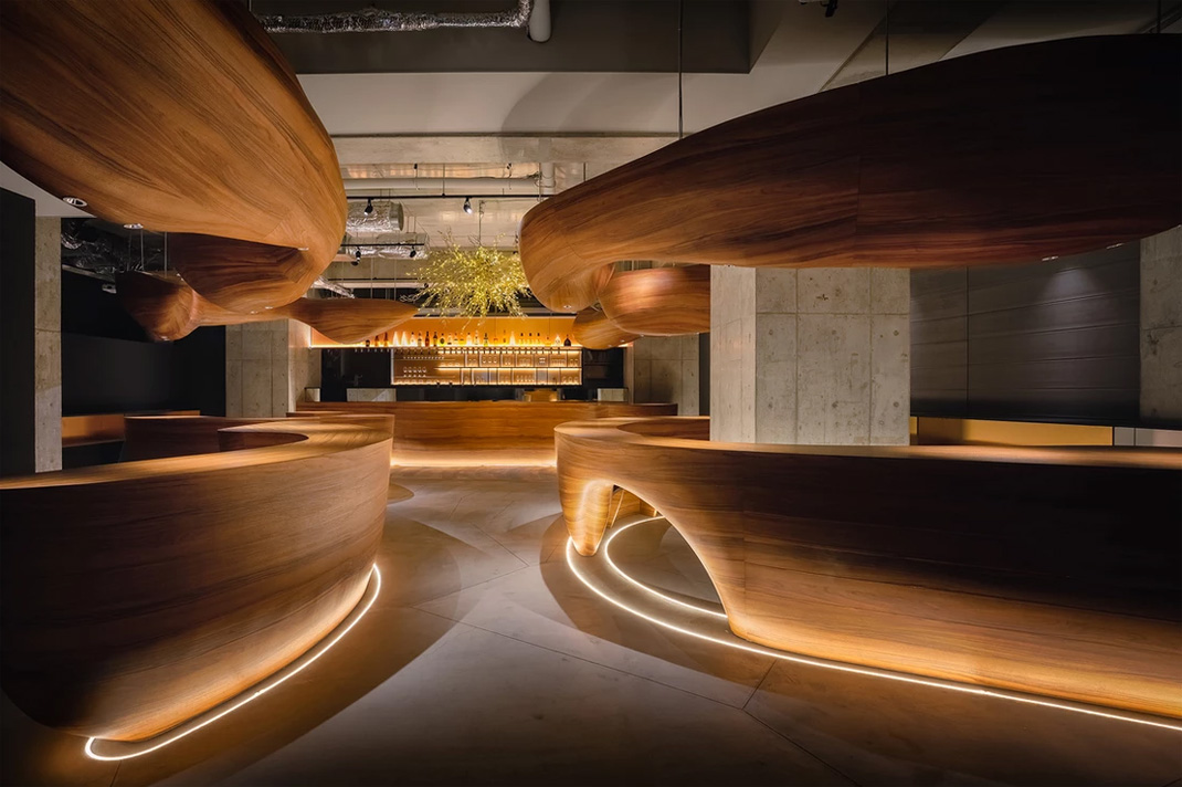 MURA BAR Mefull茶屋町店 日本 酒吧 烧烤 弧形 木材 logo设计 vi设计 空间设计