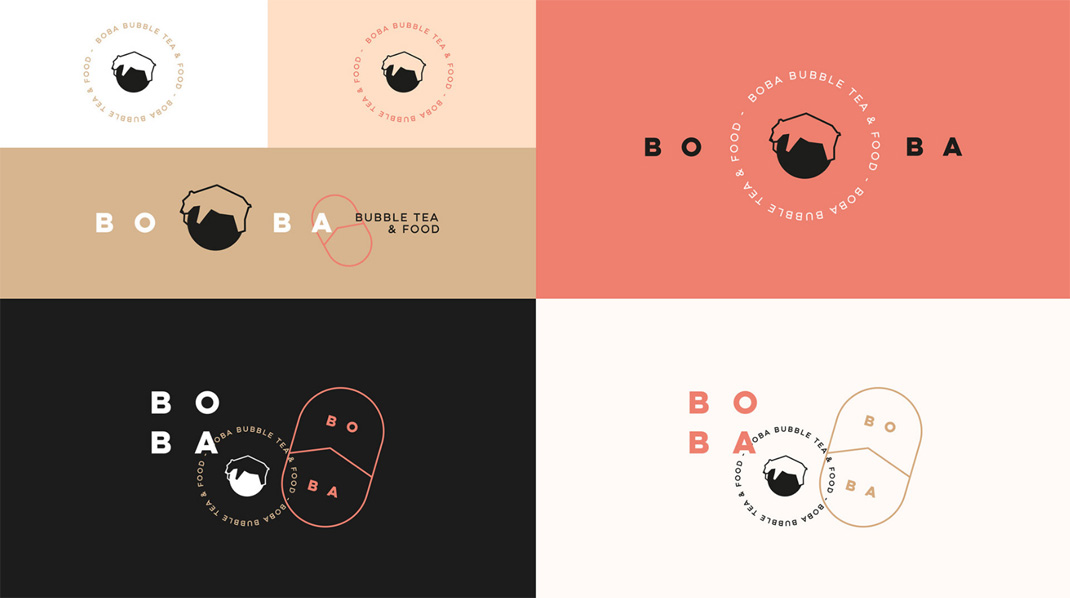 泡泡茶BOBA 意大利 饮品店 茶饮店 图形设计插画设计 logo设计 vi设计 空间设计