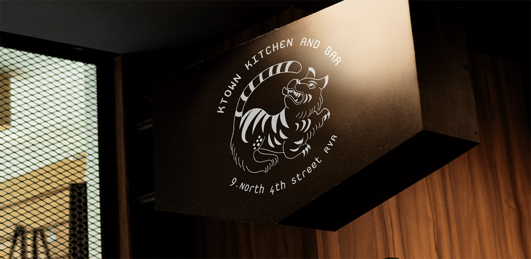 老虎餐厅KTown Kitchen & Bar 美国 手绘插画 动物 老虎 logo设计 vi设计 空间设计