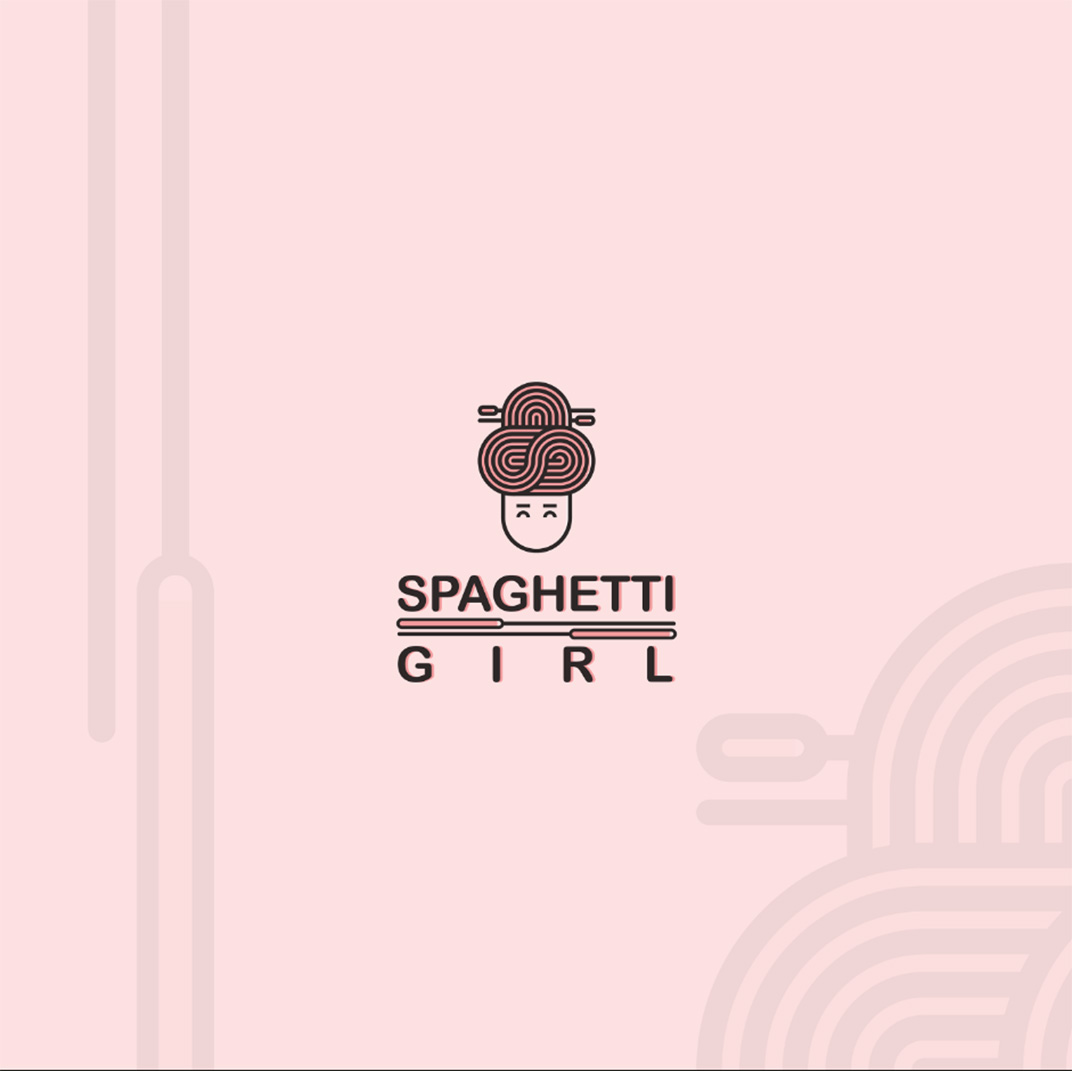 意大利面女孩插图logo设计 埃及 开罗 面食 人物插图 线条logo logo设计 vi设计 空间设计