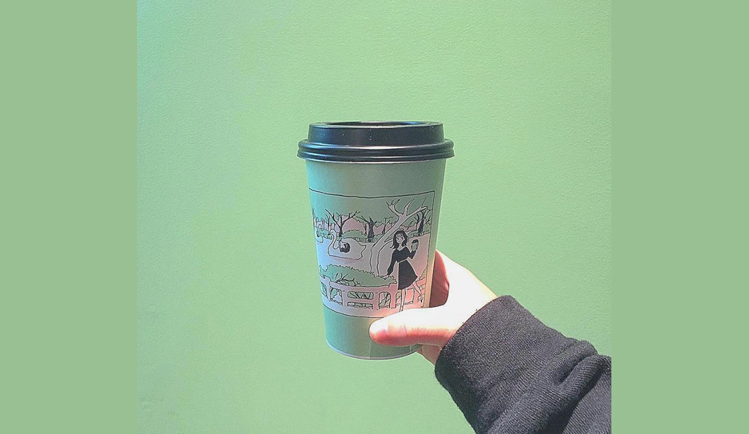网红咖啡店品牌设计 线条 配色 插画 插图 杯子 标志设计 logo设计 vi设计 空间设计