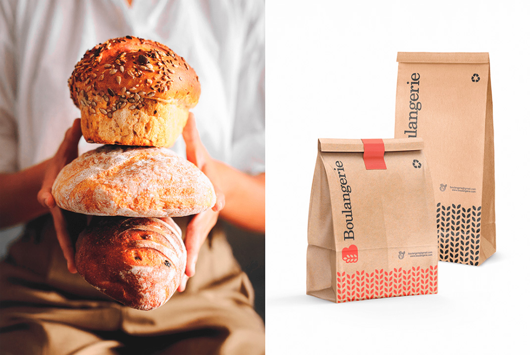 面包店Boulangerie 白俄罗斯 面包店 图形设计 字体设计 包装袋设计 logo设计 vi设计 空间设计