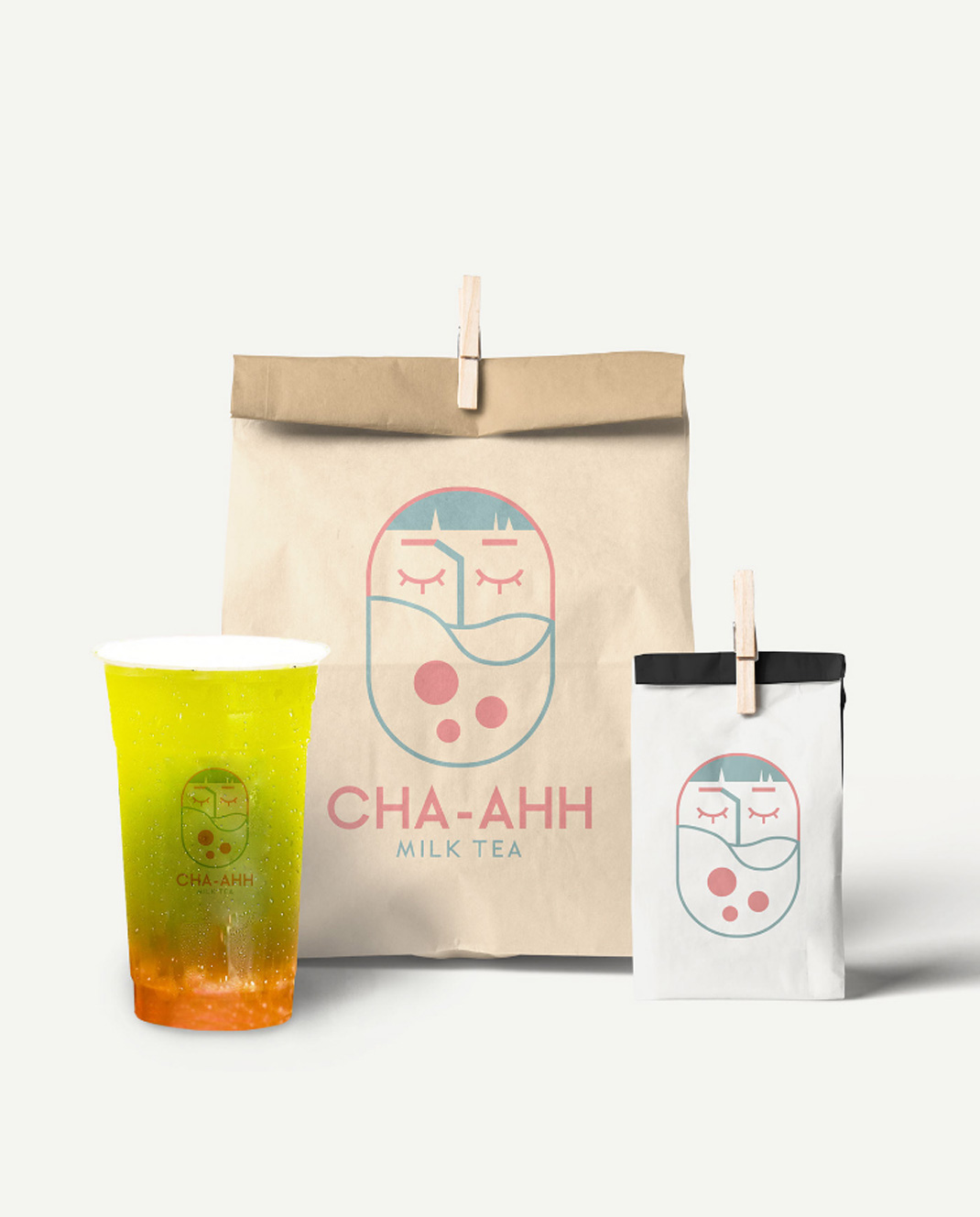 茶茶奶茶店CHA-AHH Milk Tea 菲律宾 奶茶店 插画设计 字体设计 logo设计 vi设计 空间设计