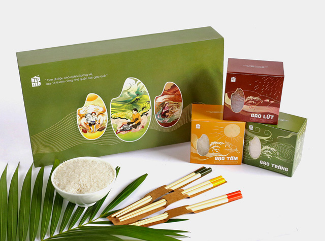 “妈妈厨房”有机大米包装，越南 | Designed by Hạ Du