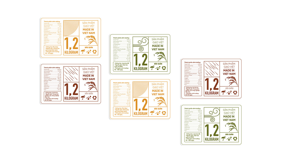 “妈妈厨房”有机大米包装 越南 大米 米饭 包装设计 插画设计 logo设计 vi设计 空间设计