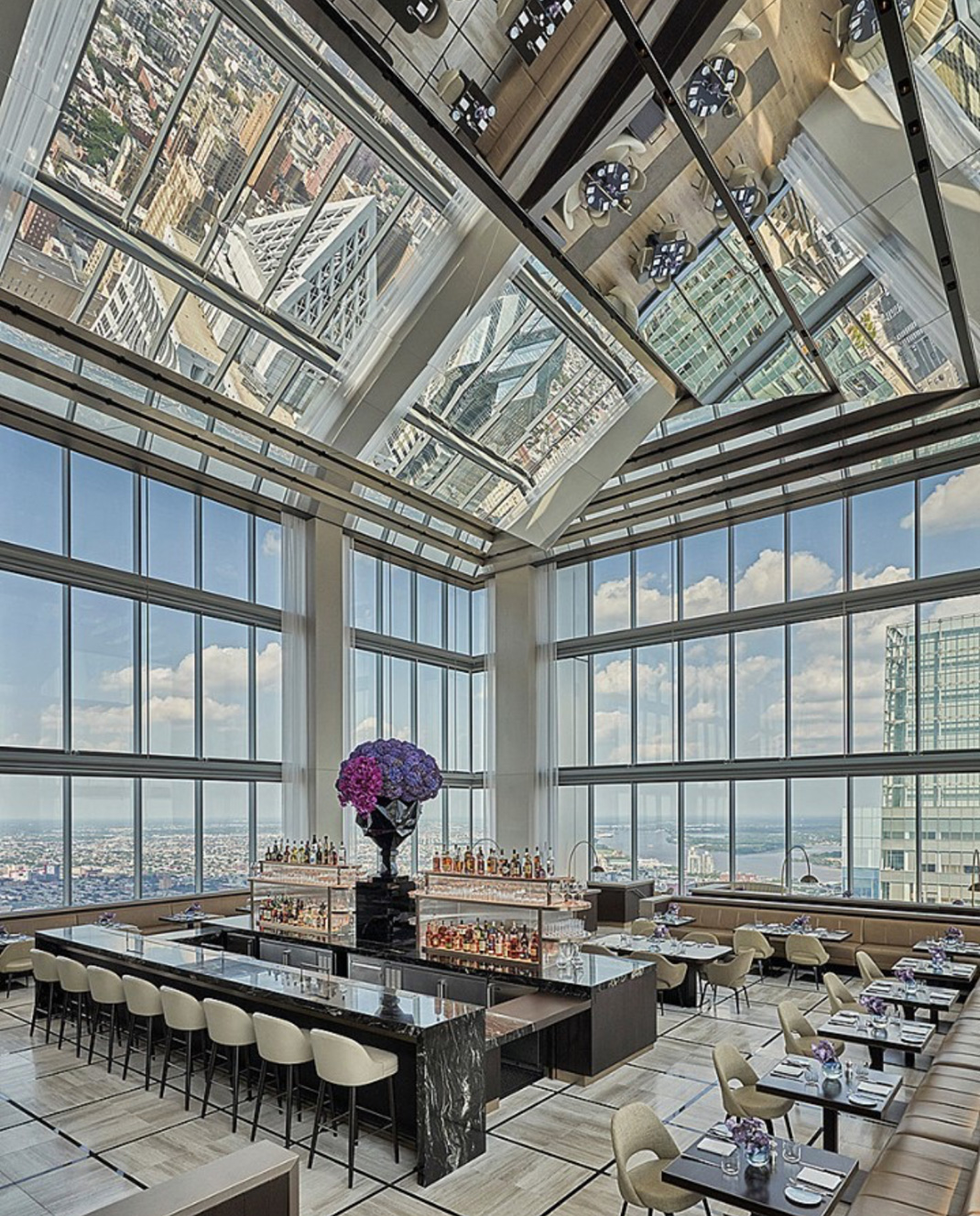 酒店餐厅Jean-Georges Philadelphia 美国 酒店餐厅 高层 镜面不锈钢 logo设计 vi设计 空间设计