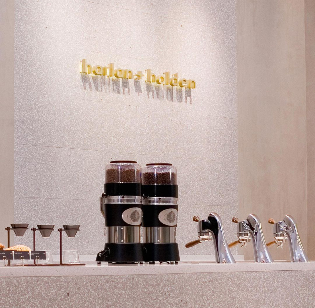 咖啡店harlan + holden coffee 印度尼西亚 咖啡店 水磨石 菜单设计 UI设计 logo设计 vi设计 空间设计