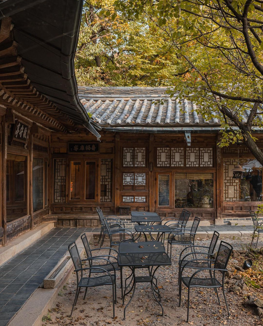一家位于森林中的茶馆 韩国 首尔 茶馆 庭院 古建筑 logo设计 vi设计 空间设计