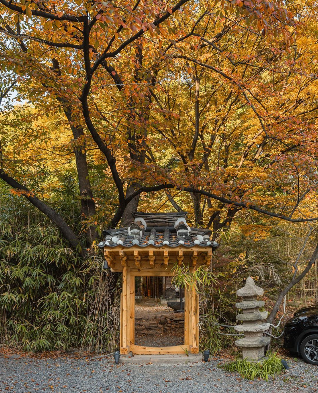 一家位于森林中的茶馆 韩国 首尔 茶馆 庭院 古建筑 logo设计 vi设计 空间设计