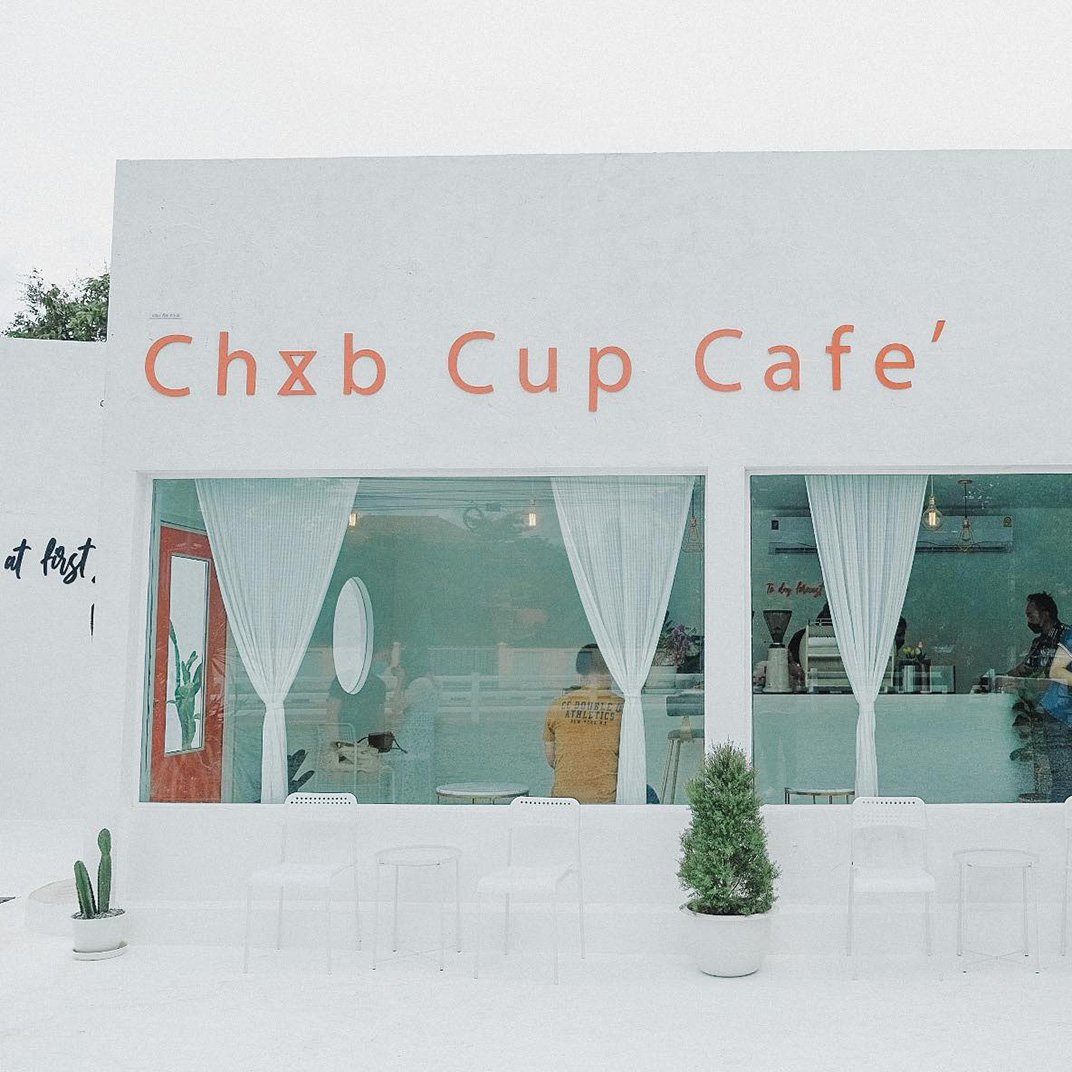 咖啡店Chxb Cup Cafe 泰国 咖啡店 极简 白色 logo设计 vi设计 空间设计