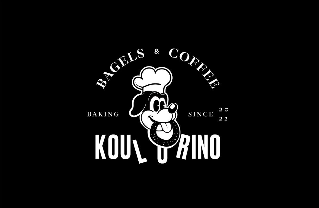 面包店Koulourino Bagels and Coffee 希腊 雅典 面包店 咖啡店 插画设计 手绘设计 logo设计 vi设计 空间设计