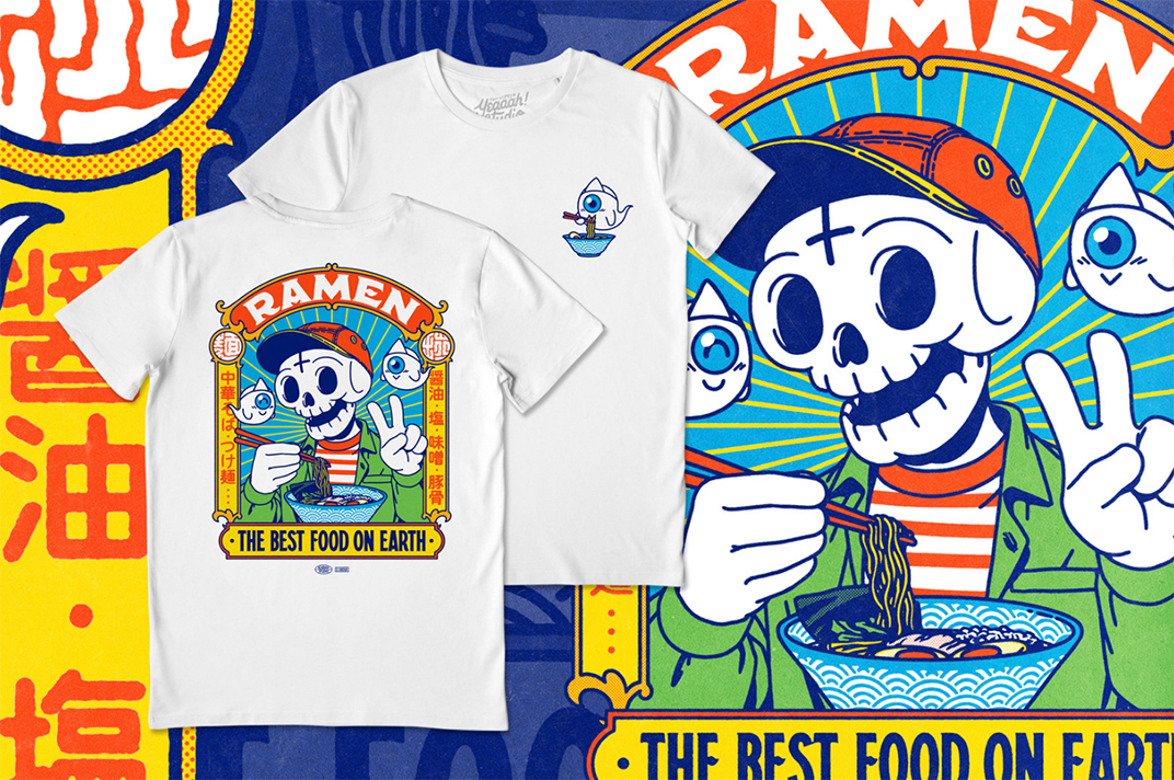 拉面插画品牌Ramen is Love 法国 日本 拉面 插画设计 文化衫 艺术版画 贴纸 logo设计 vi设计 空间设计