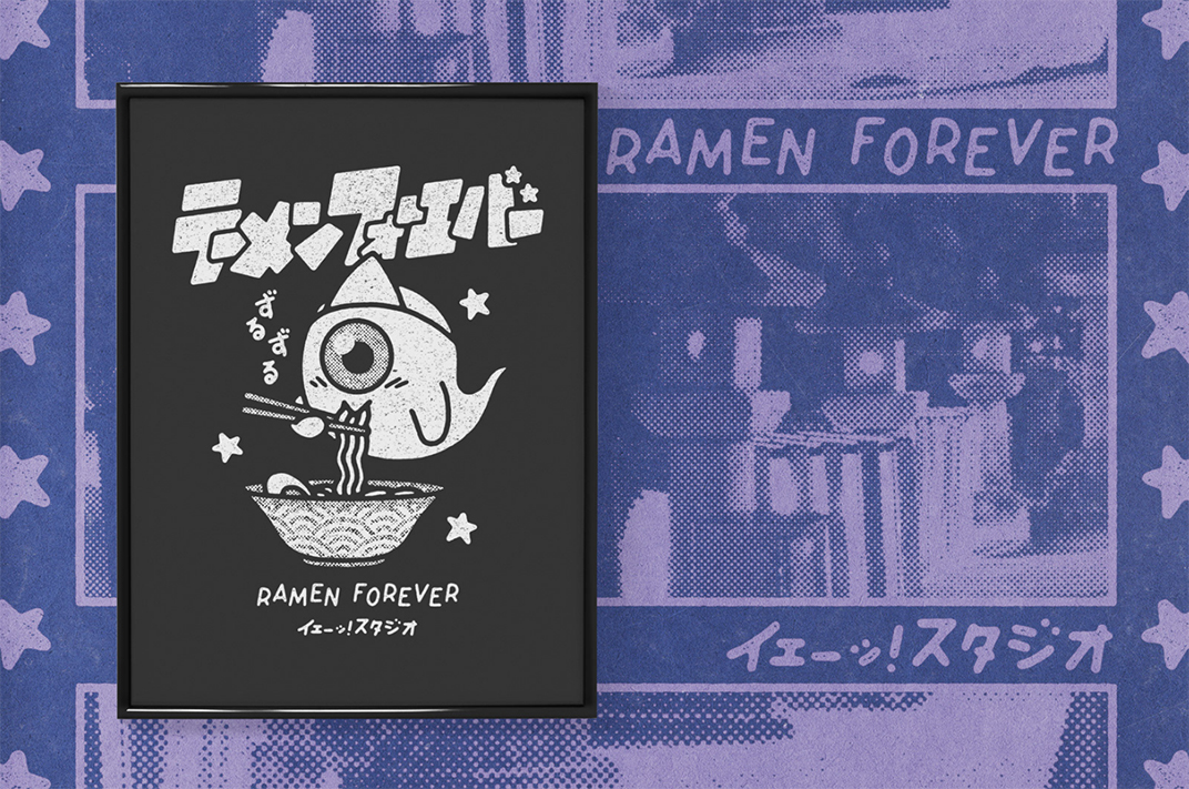 拉面插画品牌Ramen is Love 法国 日本 拉面 插画设计 文化衫 艺术版画 贴纸 logo设计 vi设计 空间设计
