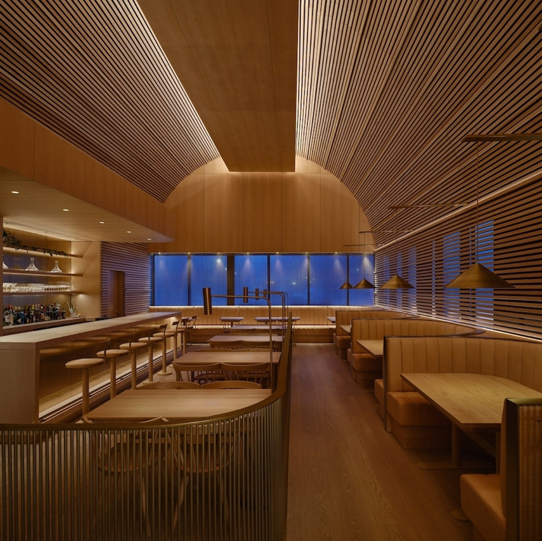 朦胧美餐厅Prime Seafood Palace 加拿大 餐厅 木色 拱形 格栅 logo设计 vi设计 空间设计