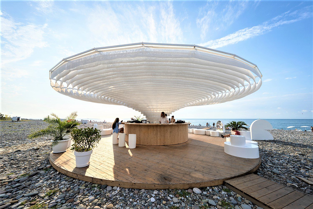 海滩酒吧餐厅Meama Collect 格鲁吉亚 酒吧 海滩 圆形 阵列 logo设计 vi设计 空间设计
