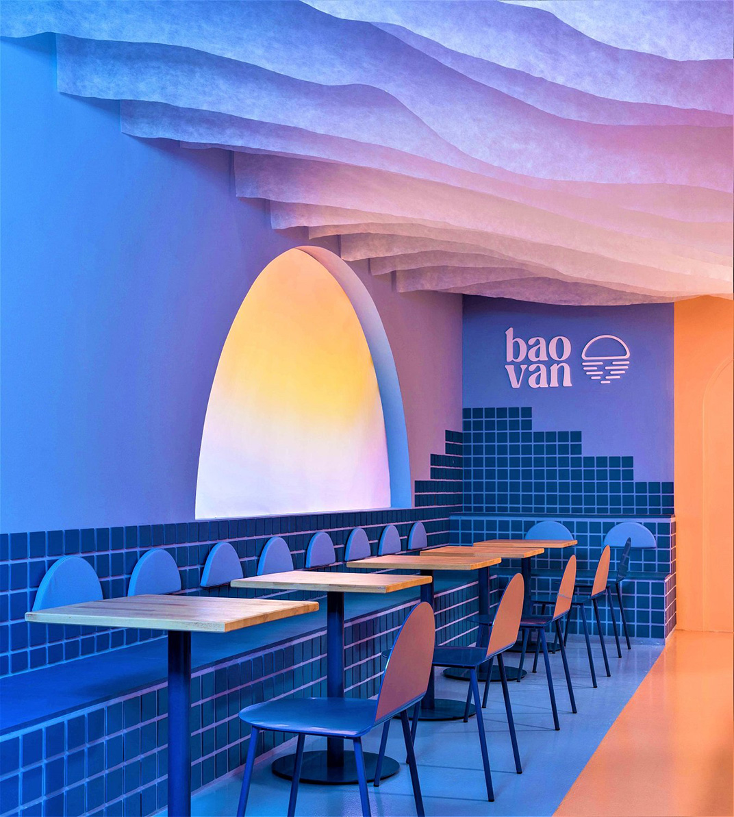 西班牙刈包专卖店「Baovan」西班牙 主题餐厅 海滩 森林 夕阳 绿色 蓝色 橙色 logo设计 vi设计 空间设计