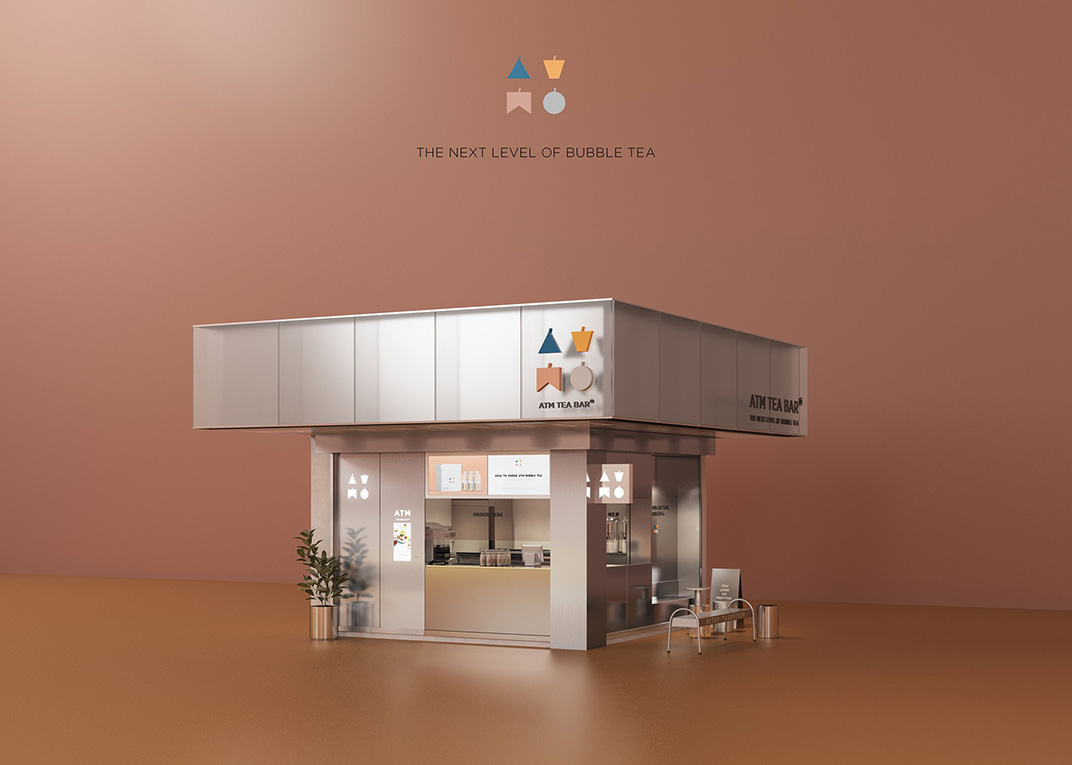 奶茶店ATM Tea Bar 泰国 成都 曼谷 奶茶店 图形设计 不锈钢 logo设计 vi设计 空间设计
